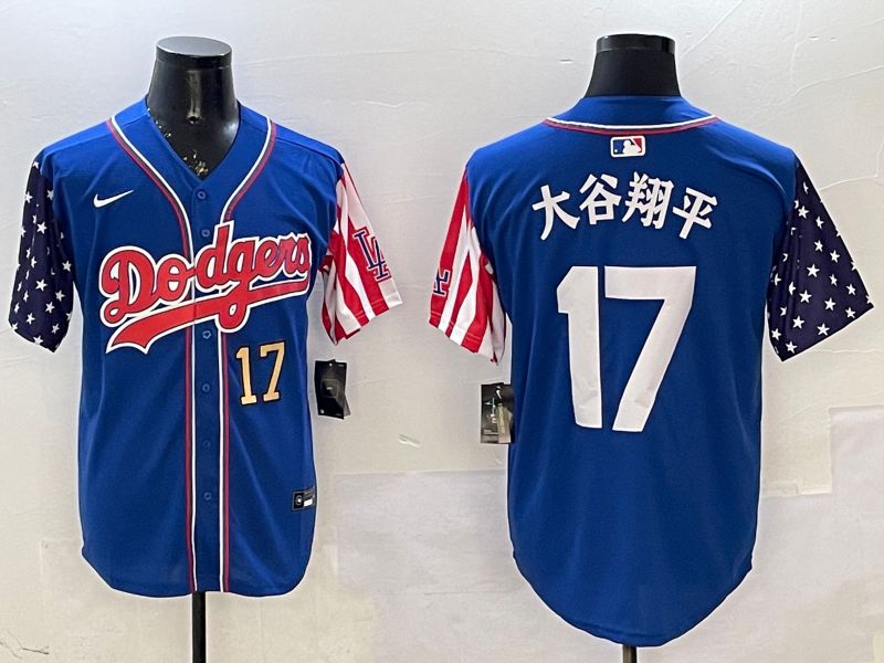 Men Los Angeles Dodgers #17 Ohtani Blue a generation of national flags Joint name 2025 Nike MLB Jersey style 21->youth mlb jersey->Youth Jersey